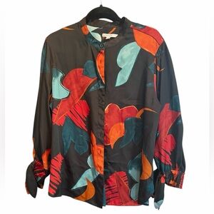 Chicos-Vibrant Floral Button-Up Shirt-size 3(XL)